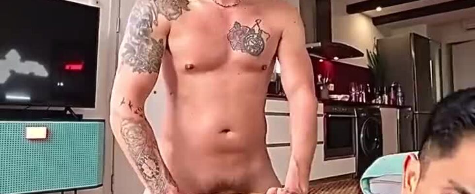 Handsome tattooed guy nailed a hot young latino stud