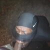 Masked black guy swallowing the cum from a huge thick cock in the middle of the street