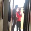 Masturbating in front of the delivery guy