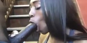 Black muscled guy fucking a hot ebony shemale