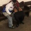 Two homeless black guys having oral fun at a subway station