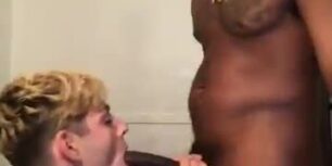 Thug making a white young dude his whore