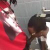 Jamaican dude getting his dick sucked by his coworker in public toilet