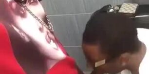 Jamaican dude getting his dick sucked by his coworker in public toilet