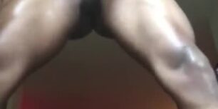 Hot as fuck muscle black stud wanking his monster cock