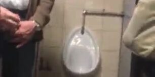 Masturbating a stranger in a public bathroom