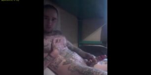 white thug makes a video jerking off in prison