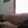 Hot jamaican dude wanking his cock on his sofa