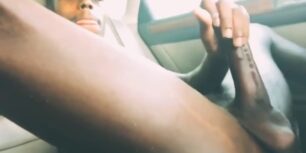 Huge cock black rubbing it in his car