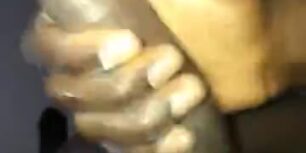 black rubbing his smooth long cock solo