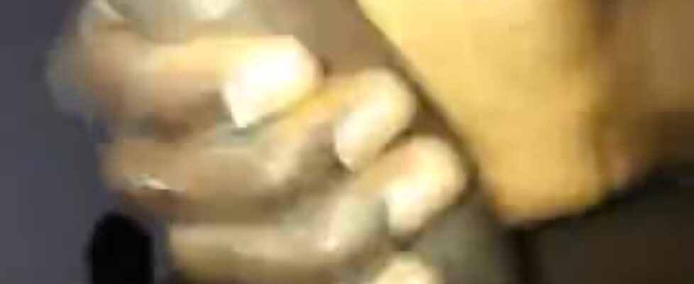 black rubbing his smooth long cock solo