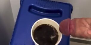 Pouring some milk to my boss coffee