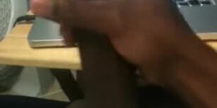 Young black masturbates while watching porn on his computer