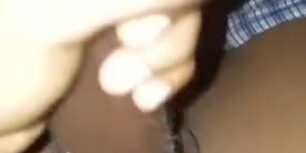 Young black strokes his huge cock covered in silk