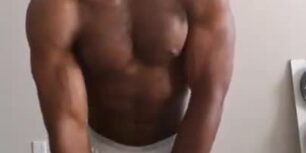 Hot muscular black playing with his long 10 + inch cock