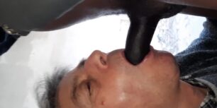 Mature french dude eating a huge beefy black cock
