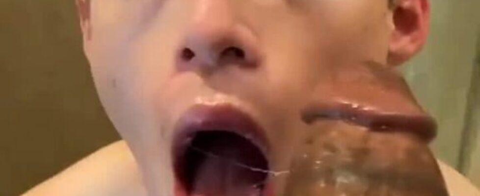 Young blond dude eating delicious fat beefy black cock