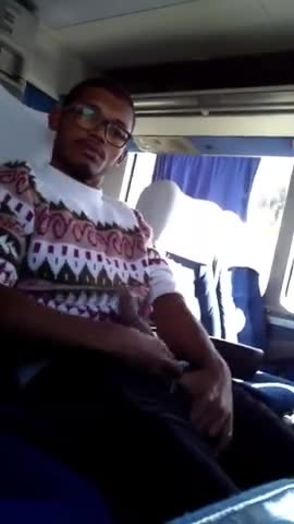Brazilian guy rubbing his cock in a public bus