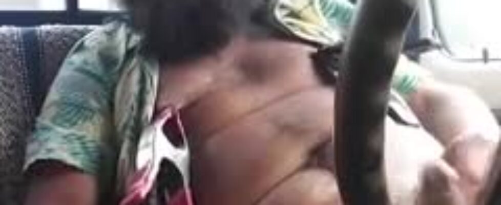 Horny trucker masturbating in front of his phone camera