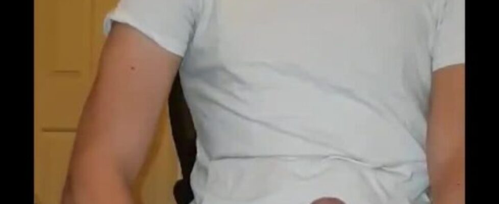 Handsome young dude blowing a huge load