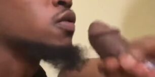 Horny black guy swallows his boyfriend's cum
