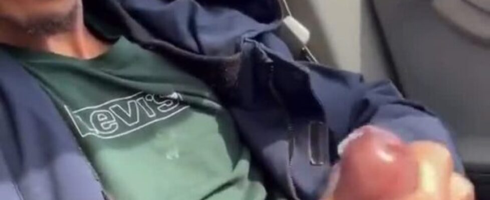 Black guy masturbating in his car and having a huge orgasm