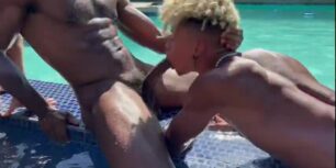 Group of handsome studs having an orgy in the pool