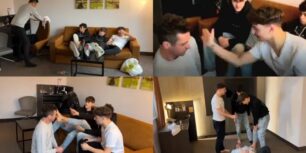Three findom boys abuse of their sub
