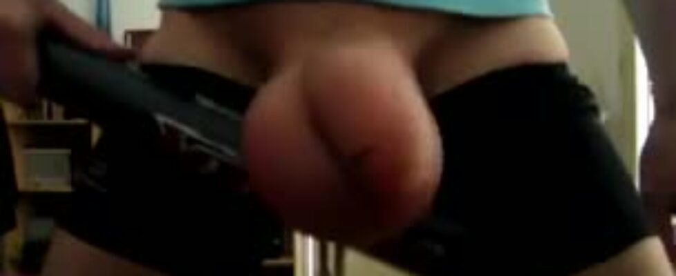 White stud showing his huge balls and uncut cock