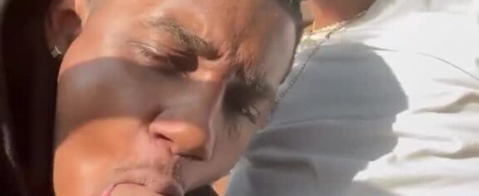 Black thug sucking his friend's huge dick in the car