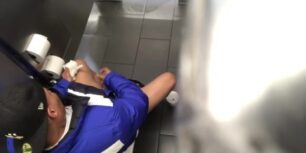 Caught jerking off in a public toilet