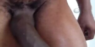 Handsome black dude showing his long horse cock