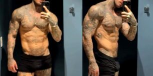 Quick clip of lucas lucco showing off his body in the mirror