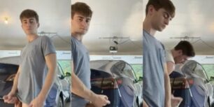 Thestepbrothers jerking while cleaning the car
