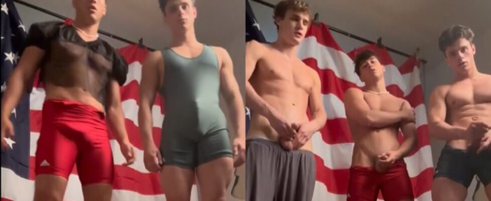 Ethan wilson (ethan_w999) jerking off in our wrestling singlets