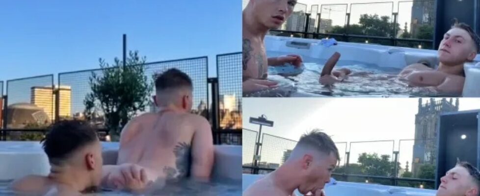 Gay0161 couple fucking after a hot tub blowjob