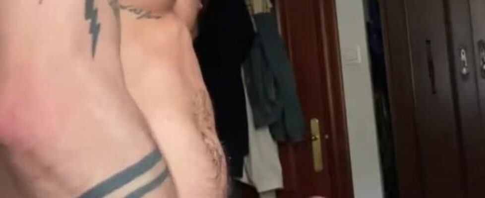 Hot muscular tattooed guy fucking a young college dude