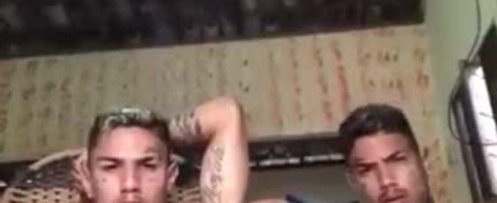 Two horny hung friends masturbating in front of the camera