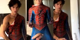 Logansprivatepage jerking off in a spiderman costume