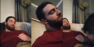 Bearded guy gets head